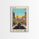Belfast United Kingdom Travel Poster Framed Canvas Print, Midcentury Modern Art, Pop Art Wall Decor, Home Decor, Vacation Gift, Living Room Art