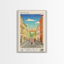 Bratislava Slovakia Travel Poster Framed Canvas Print, Midcentury Modern Art, Pop Art Wall Decor, Home Decor, Vacation Gift, Living Room Art