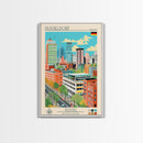 Düsseldorf Germany Travel Poster Framed Canvas Print, Midcentury Modern Art, Pop Art Wall Decor, Home Decor, Vacation Gift, Office Art