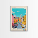 Dobrich Bulgaria Travel Poster Framed Canvas Print, Midcentury Modern Art, Pop Art Wall Decor, Home Decor, Vacation Gift, Living Room Art