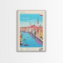 Gdynia Poland Travel Poster Framed Canvas Print, Midcentury Modern Art, Pop Art Wall Decor, Home Decor, Vacation Gift, Office Art