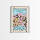 Ilidža Bosnia and Herzegovina Travel Poster Framed Canvas Print, Midcentury Modern Art, Pop Art Wall Decor, Scenic Wall Art, Bedroom Decoration