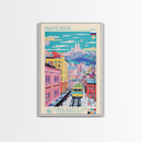 Krasnoyarsk Russia Travel Poster Framed Canvas Print, Midcentury Modern Art, Pop Art Wall Decor, Scenic Bedroom Art, Office Decoration