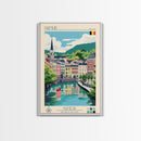 Namur Belgium Travel Poster Framed Canvas Print, Midcentury Modern Art, Pop Art Wall Decor, Scenic Wall Art, Living Room Decoration, Office Gift