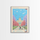 Novi Pazar Serbia Travel Poster Framed Canvas Print, Midcentury Modern Art, Pop Art Wall Decor, Scenic Wall Art, Living Room Decoration, Office Gift