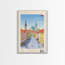 Pardubice Czech Republic Travel Poster Framed Canvas Print, Midcentury Modern Art, Pop Art Wall Decor, Home Decor, Vacation Gift, Bedroom Art