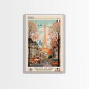 Paris France Travel Poster Framed Canvas Print, Midcentury Modern Art, Pop Art Wall Decor, Scenic Wall Art, Living Room Decoration, Office Gift