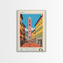 Prato Italy Travel Poster Framed Canvas Print, Midcentury Modern Art, Pop Art Wall Decor, Home Decor, Vacation Gift, Office Art