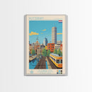 Rotterdam Netherlands Travel Poster Framed Canvas Print, Midcentury Modern Art, Pop Art Wall Decor, Home Decor, Vacation Gift, Bedroom Art