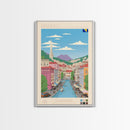 Sarajevo Bosnia and Herzegovina Travel Poster Framed Canvas Print, Midcentury Modern Art, Pop Art Wall Decor, Home Decor, Office Decoration