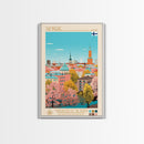Tampere Finland Travel Poster Framed Canvas Print, Midcentury Modern Art, Pop Art Wall Decor, Living Room Art, Vacation Gift