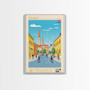 Varaždin Croatia Travel Poster Framed Canvas Print, Midcentury Modern Art, Pop Art Wall Decor, Living Room Art, Scenic Wall Art