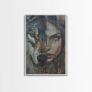 Half Witch Half Wolf, Double Exposure, Unique Halloween Art Framed Canvas Print, Halloween Products, Spooky Witch Poster Art
