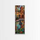 Mexican Inspired Canvas Wall Art Framed, Spanish Architecture Art Print, Botanical Painting, Beachy Themed Wall Art for Living Room