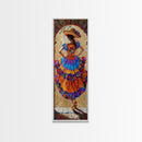 Jalisco Mexican Dancer Textured Oil Painting Printed and Framed on Canvas, Vertical Narrow Art Print, Mexican Inspired Home Decor