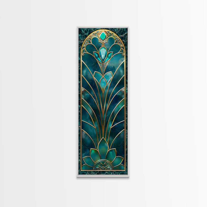 Art Deco Stained Glass Print, Framed Canvas, Wood Frame Wall Art, Retro Style Decor, Roaring 20s Inspired Wall Art