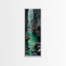 Serene Mountain River Gorge Scene Skinny Art Framed Canvas Print For Living Room Or Bedroom Wall Decor