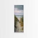 Beach Pathway to Ocean View - Framed Canvas Print, Skinny Tall Art, Coastal Landscape Art, Wall Art for Living Room, Bedroom Decor, Beach Art