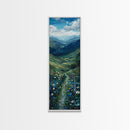 Secret Path Through The Wild Flowers, Framed Canvas Print, Unique Wall Art, Minimalist Landscape Painting, Wood Frame Art, Sofa Decor, Springtime Art