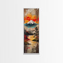 Reflections of Majestic Mountain Peaks in Calm Lake, Minimalist Landscape Framed Canvas Print, Perfect for Nature Inspired Wall Art