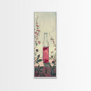 Skinny Art of Still Life with Elegant Glass Bottle and Floral Accents – Japanese-Inspired Framed Canvas Print