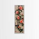 Framed Canvas Print Of Japanese Floral Art With Camellia Blossoms And Detailed Leaves Ready To Hang Traditional Japanese Wall Art Decor