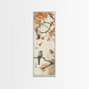 Japanese Art Inspired by Tranquil Birds and Blossoms, Framed Canvas Print for Tall Skinny Art Lovers in Ukiyo-e Style