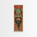 Traditional Japanese Demon Mask Art In Ukiyo-e Style Framed Canvas Print Tall Skinny Cultural Wood Block Wall Decor