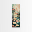Stepping Stones In Japanese Garden Tranquil Path Art On Framed Canvas Print In Ukiyo-e Style Tall Skinny Wood Block Wall Decor