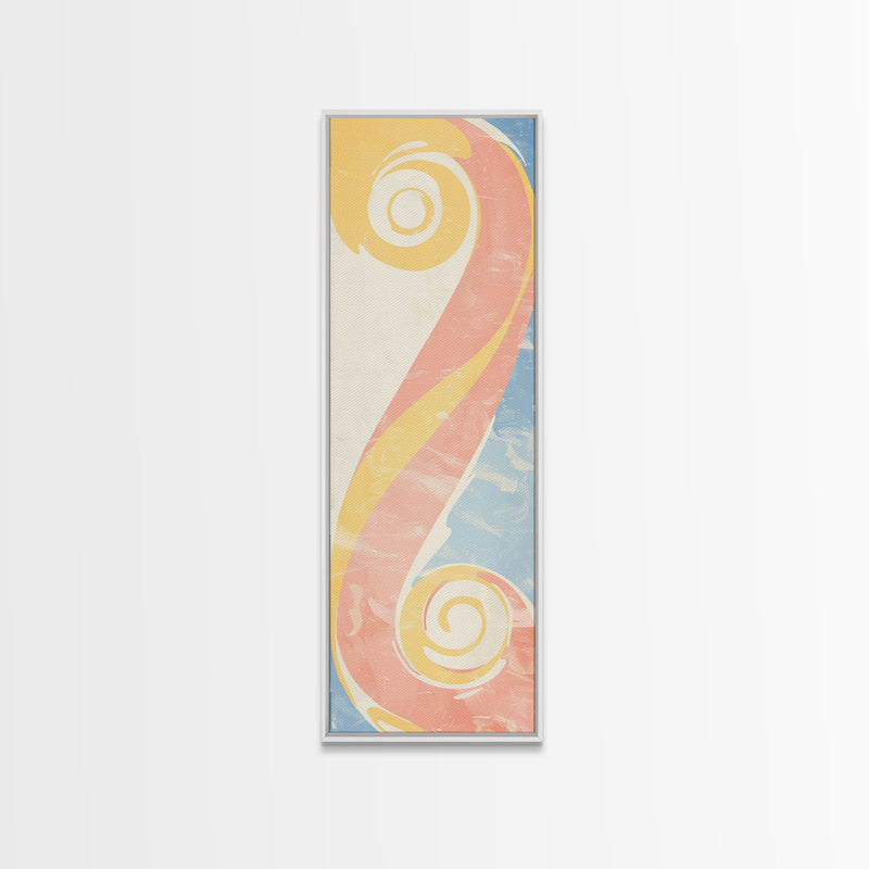 Abstract Patterns Swirling Japanese Design In Ukiyo-e Art On Framed Canvas Print Tall Skinny Wood Block Modern Wall Decor