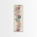 Skinny Art Tall Art Floral Burst Wood Block Print Japanese Style Art Vivid Explosions Of Colors Framed Canvas Print