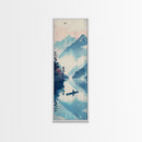 Serene Rowboat On A Misty Lake With Mountains – Framed Canvas Print Showcasing Skinny Art With Ukiyo-E Art And Japanese Style Art Tall Art