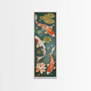 Graceful Koi Fish Swimming Among Lotus Flowers For Zen-Inspired Wall Art Japanese Style Framed Canvas Print