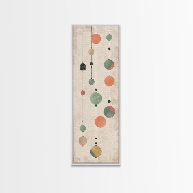 Abstract Hanging Lanterns On A Rustic Background â€“ Framed Canvas Print With Skinny Art And Tall Art In Ukiyo-E Art And Japanese Style Art