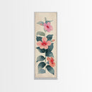 Floral Bouquet With Pink And Red Flowers - Skinny Art Tall Art Framed Canvas Print Japanese Style Art Ukiyo-e Art