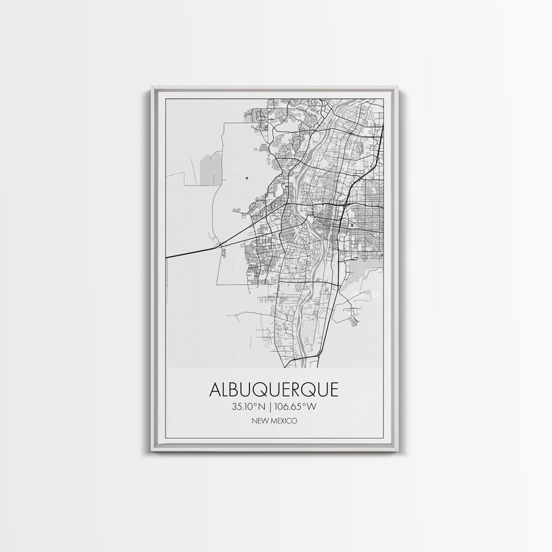 Albuquerque Street Map, New Mexico Map,Man Cave Wall Art, City Map Print, Minimalist, Modern Art, Wall Art, Canvas Print, Canvas Wall Art