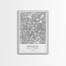 Bangkok Street Map, Thailand Map, City Wall Art, Asia Travel Art, Reception Décor, Modern Art, Wall Art, Canvas Print, Canvas Wall Art