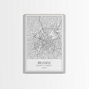 Brussels Street Map, Belgium Map, City Map Art, Modern Art, Wall Art, Canvas Print, Canvas Wall Art, Birthday Gift, Living Room Décor