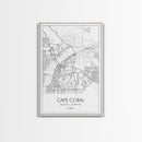 Cape Coral Street Map, Florida Map, City Map Art, Modern Art, Wall Art, Canvas Print, Canvas Wall Art, Travel Gifts For Men, Apartment Décor