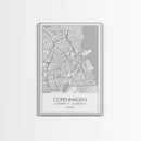 Copenhagen Street Map, Denmark Map, Europe City Map Art, Minimalist Art, Wall Art, Canvas Print, Travel Wall Art, Pilots Gift. Home Décor