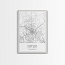 Durham Street Map, North Carolina Map, City Map Art, Minimalist Art, Wall Art, Canvas Print, Traveler Gift, Travel Wall Décor