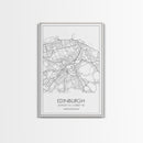Edinburgh Street Map, United Kingdom Map, Europe City Map Art, Minimalist Art, Wall Art, Canvas Print, Travel Décor, Living Room Wall Art,