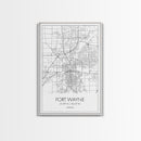 Fort Wayne Street Map, Indiana Map, City Map Art, Minimalist Art, Wall Art, Canvas Print, Office Wall Décor, Gifts For Him, Travel Print