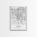 Fresno Street Map, California Map, City Map Art, Minimalist Art, Wall Art, Canvas Print, Bar Wall Art, Teen Gift, Travel Wall Art,