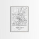 Grand Rapids Street Map, Michigan Map, City Map Art, Minimalist Art, Wall Art, Canvas Print, Black And White, Travel Art, Office Wall Art