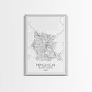 Henderson Street Map, Nevada Map, City Map Art, Minimalist Wall Art, Wall Art, Canvas Print, Gifts For Her, Travel Art, Man Cave Art,