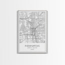 Indianapolis Street Map, Indiana Map, City Map Art, Minimalist Art, Wall Art, Canvas Print, Travel Wall Art, Gifts For Him, Living Room Art