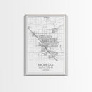 Modesto Street Map, California Map, City Map Art, Modern Art, Wall Art, Canvas Print, Home Décor Wall Art, Friendship Gift, Travel Wall Art