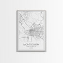 Montgomery Street Map, Alabama Map, City Map Art, Modern Art, Wall Art, Canvas Print, Bedroom Print, Family Gift, Travel Wall Décor