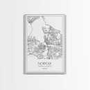 Norfolk Street Map, Virginia Map, City Map Art, Modern Art, Wall Art, Canvas Print, Bedroom Décor, College Student Gift, Travel Print